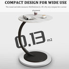 C-Shaped Side Table, Round End Table with Wooden Top & Metal Frame, Compact Living Room Coffee Table for Sofa, Bed, or Nightstand Use C