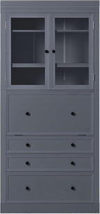 JIJIWANG 78" Tall Freestanding Kitchen Pantry Storage Cabinet,Multifunctional Cupboard with 3 Drawers,Adjustable Shelves and Power Outlet for Office, Kitchen,Dining Room,Grey