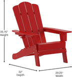 Taylor & Logan Nellis Adirondack Chair with Cup Holder, Weather Resistant HDPE Adirondack Chair in Red