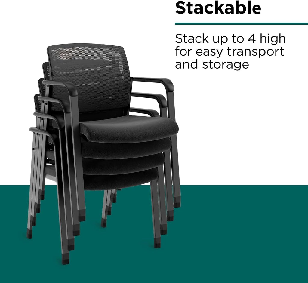 Workplace 2.0 Guest & Reception Chair, Mesh, Stackable, Black