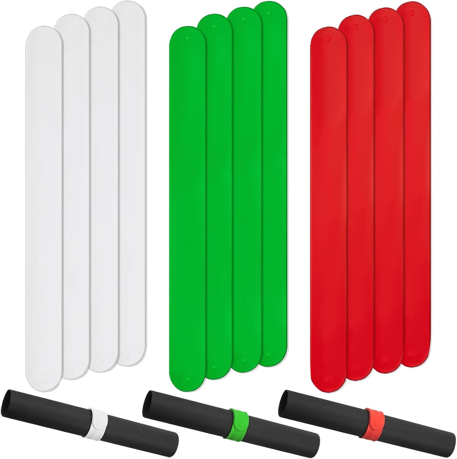 12 Pieces Wrapping Paper Roll Holder Holiday Flip Wrap Silicone Covered Metal Strips 1'' X 9'' Wrapping Paper Clamps Used for The Vinyl Storage Organization of Sea Newspapers（White Red Green）