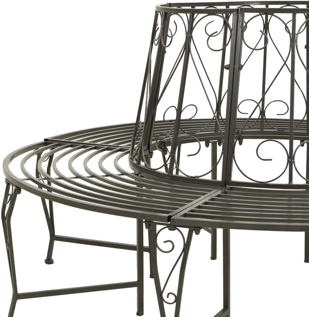 Tree Bench Silver Grey Steel 63 in Diameter Outdoor Bench Round,Sturdy Round Steel Tree Bench with Weathered Finish for Outdoor Gatherings and Relaxation Patio Furniture