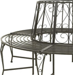 Tree Bench Silver Grey Steel 63 in Diameter Outdoor Bench Round,Sturdy Round Steel Tree Bench with Weathered Finish for Outdoor Gatherings and Relaxation Patio Furniture