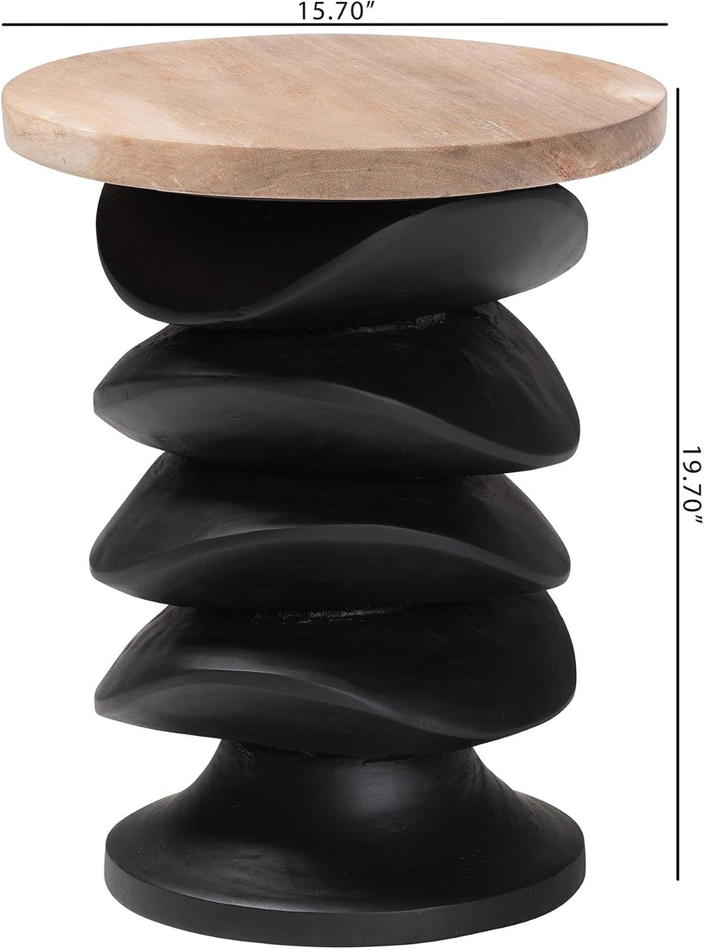 Bali & pari Ziva End Table with Petrified Wood Top - Pedestal Accent Side Table for Living Room or Entryway