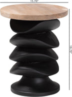 Bali & pari Ziva End Table with Petrified Wood Top - Pedestal Accent Side Table for Living Room or Entryway