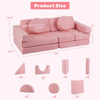 INFANS Modular Kids Play Couch, 13 PCS Toddler Creative Sectional Fort Building Sofa for Bedroom, Playroom, Children Convertible Versatile Soft Foam Furniture Playset Crawling Floor Cushion