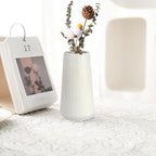 White Ceramic Vase for Flowers, Tall Home Decor Vase with Ribbed Texture, Vases for Centerpieces, Farmhouse Decor, Living Room, Decor Bedroom, Table, and Kitchen Shelf (XL White)