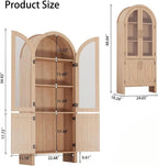 Jojoka Arched Pantry Cabinet, 60" Tall Farmhouse Kitchen Storage Cabinet with Glass Doors & X-Design, Tall Narrow Accent Cabinet with 4 Doors, Wood Display Cabinet for Dining Room, Living Room, Entry