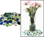TSY TOOL 3 Lb (Approx 300 Count) 3 Bags Mixed Color Glass Gems Pebbles Stones Flat Marbles for Vase Accents and Crafting
