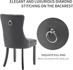 Leather Dining Chairs Set of 4, Upholstered Dining Room Chairs with Nailhead Trim, Sillas de Comedor Modernas 4, Wooden Kitchen Chairs for Dining Room, Living Room, Kitchen, Bedroom, Grey