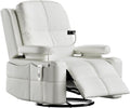 Triple Motor Power Swivel Rocker Recliner Chair with Adjustable Armrests for Adults Elderly, FSC Certified Faux Leather Rocking Chair Nursery for Breastfeeding(White)