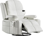 Triple Motor Power Swivel Rocker Recliner Chair with Adjustable Armrests for Adults Elderly, FSC Certified Faux Leather Rocking Chair Nursery for Breastfeeding(White)