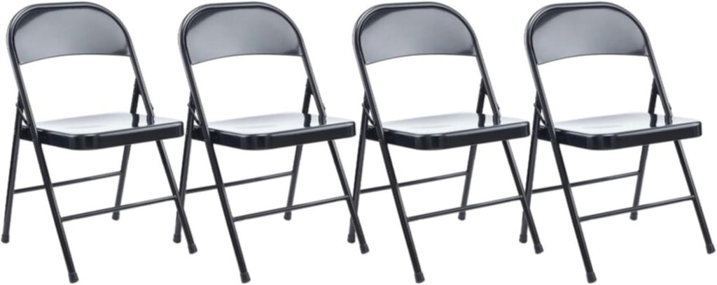 Alera Armless Steel Folding Chair, Supports Up to 275 lb, Black Seat, Black Back, Black Base, 4/Carton