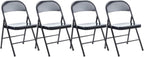 Alera Armless Steel Folding Chair, Supports Up to 275 lb, Black Seat, Black Back, Black Base, 4/Carton