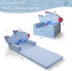 Toddler Couch 2 in 1 Flip-Out Kids Couch, Fold Out Foam Kids Sofa with Soft Washable Cover, Airplane Design for Playroom