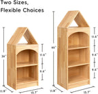 OOOK Rubberwood Montessori Shelf, 3-Tier Toy Organizers and Storage, Wood Corner Cabinet for Kids Room, Playroom, Nursery, Classroom, Kindergarten