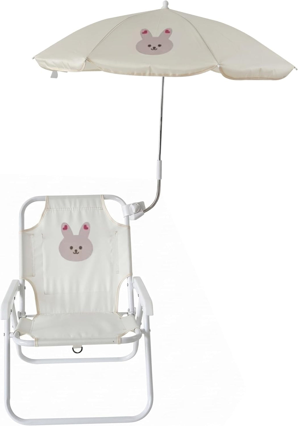 Kids Beach Chair with Umbrella, Foldable Toddler Lawn Chair with Sun Shade for Beach/Pool/Camping/Fishing, Bunny..
