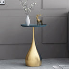 Center Table Metal Round Coffee Table Sofa Side Small for Living Room Bedroom Milk Tea Shop Storage Shelf(Gold)