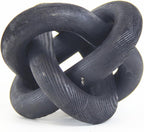 Wood Knot Chain Link Decor - 3 Link Boho Wooden Hand Carved Decorative Wooden Links Knots for Coffee Table Entryway Modern Farmhouse Shelf Decoration (Black)