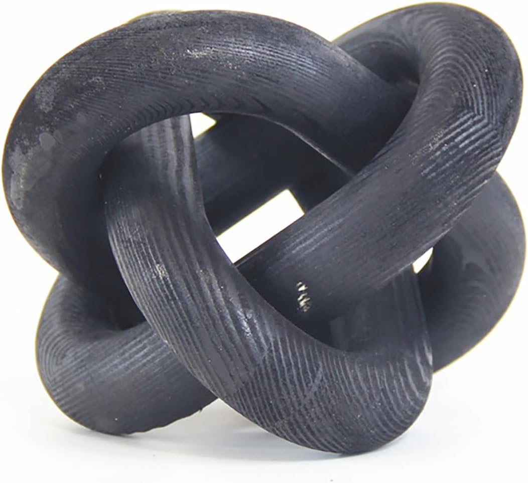 Wood Knot Chain Link Decor - 3 Link Boho Wooden Hand Carved Decorative Wooden Links Knots for Coffee Table Entryway Modern Farmhouse Shelf Decoration (Black)