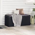 Patio Storage Box Outdoor Resin Wicker Bench with Cushion Anthracite 92.5 Gal Weather Resistant Lockable Deck Chest for Garden Backyard Porch Yard