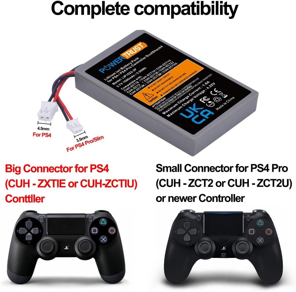 2-Pack LIP1522 PS4 Controller Battery Compatible with Sony PlayStation 4 PS4 and PS4 pro Dualshock 4 CUH-ZCT1E CUH-ZCT1H CUH-ZCT1H/B CUH-ZCT1H/R CUH-ZCT1U CUH-ZCT2 CUH-ZCT2U