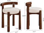 Wood Vanity Stool with Faux Wool Cushion, Upholstered Makeup Chair with Solid Wood Frame, Round Vanity Ottoman Seat for Makeup, Bedroom, Living Room, 20-Minute Assembly (Only Stool)