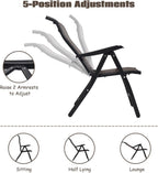Tangkula Foldable Patio Wicker Dining Chairs Set of 4, Portable High Back Outdoor Wicker Chair with 5-Level Adjustable Backrest, No Assembly Reclining Chairs for Porch Deck Garden Balcony (4)