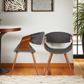 Armen Living Butterfly Mid-Century Dining Chair in Walnut Finish and Charcoal Fabric - Set of 2