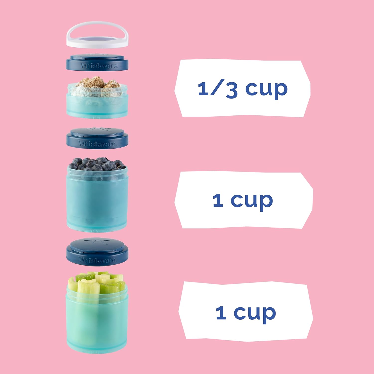 Whiskware Paw Patrol Stackable Snack Containers for Babies, Kids. and Toddlers, 3 Stackable Snack Cups for School and Travel, Backpack & Cupholder Friendly, Skye (Pack of 12)