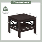 Giantex 2-Tier Square End Table, 24'' Sofa Couch Side Table with Storage Shelf & X-Frame, Farmhouse Wood Bedside Night Stand for Bedroom Living Room (Brown,1)