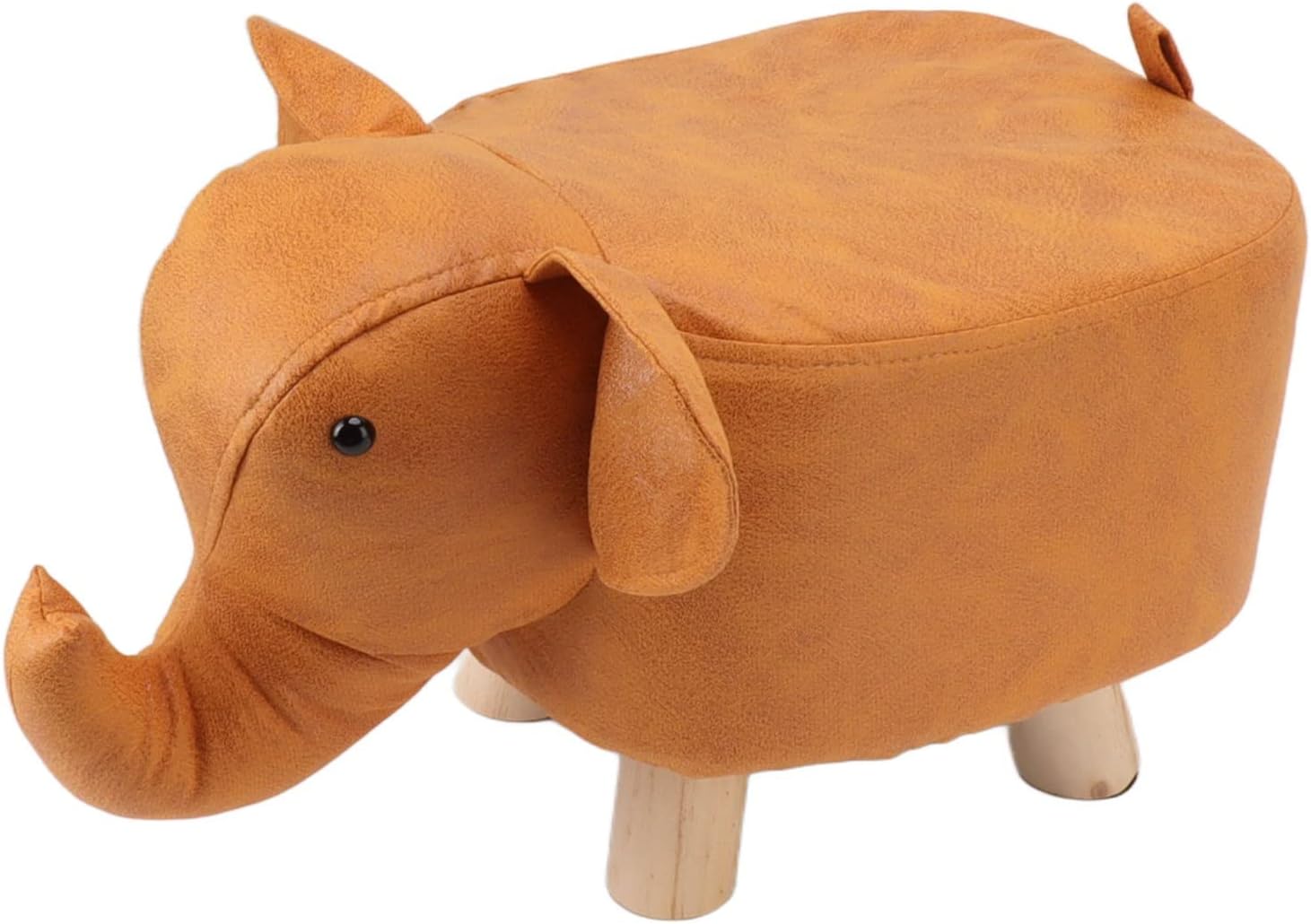 Elephant Shaped Padded Stool Stable Frame for Kids Bedroom Playroom Living Room Decor for Kids and Adults (Orange)