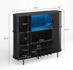 ONBRILL 55" Fluted Wine Bar Cabinet with LED Lights, Coffee Bar Cabinet with Power Outlet, Modern Liquor Whiskey Cabinets with Wine Rack and Glass Holder, Home Bar for Living Room Kitchen
