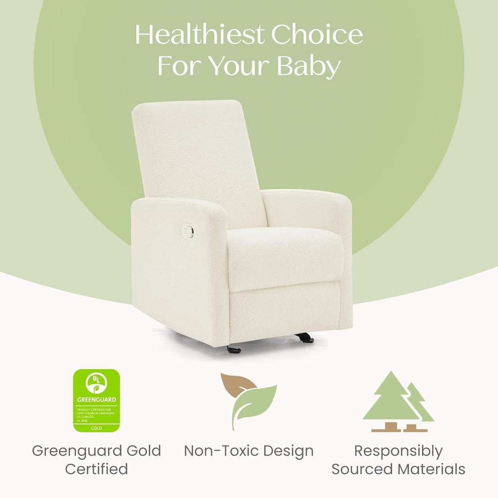 Delta Children Dove Recliner Chair – Manual Recliner with 2 Positions and Glide Motion - Greenguard Gold Certified, Pearl Boucle