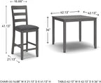 Signature Design by Ashley Bridson 5 Piece Dining Room Set, Includes Table & 4 Ladderback Barstools, Wood, Gray