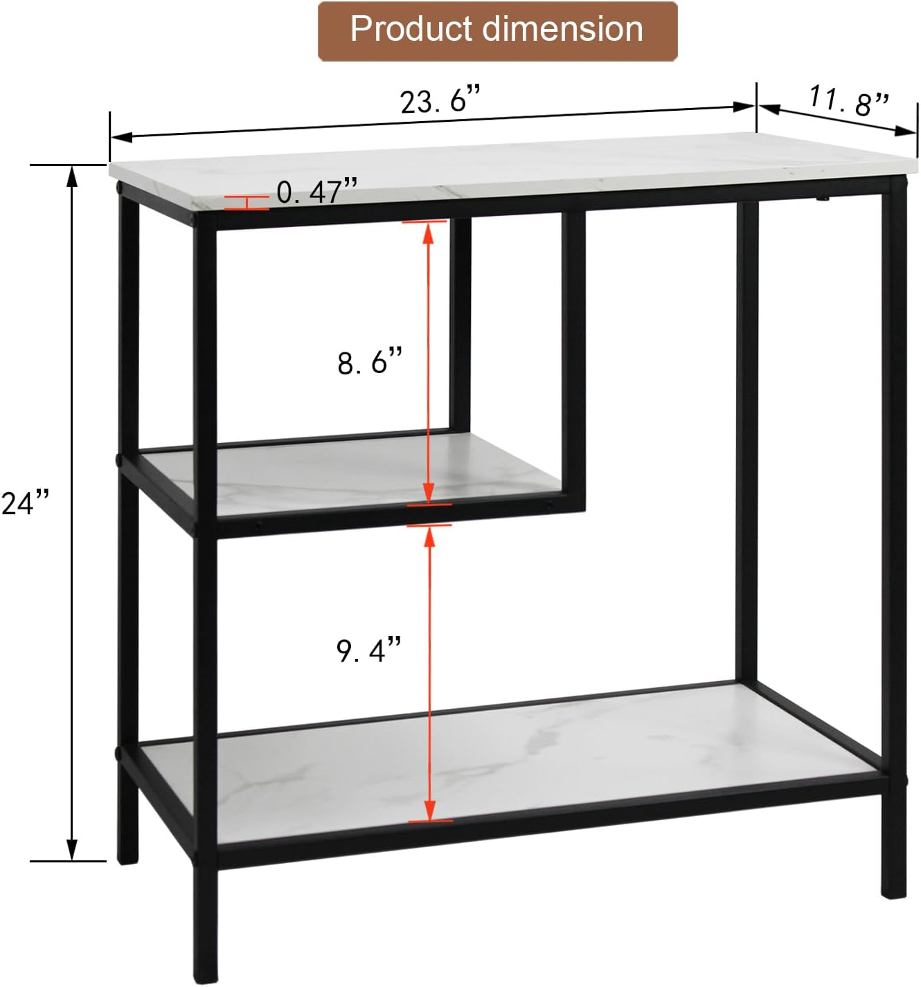 AT-VALY 3-Tier End Table,Nightstand for Living Room, Bedroom, Office, Bathroom (Black)