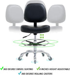 Ainilaily Drafting Chair Tall Office Chair for Standing Desk - Shop Stool with Backrest, Esthetician Drafting Stool with Wheels,Counter Height Chair for Studio, Workbench (Black, with Foot Rest)
