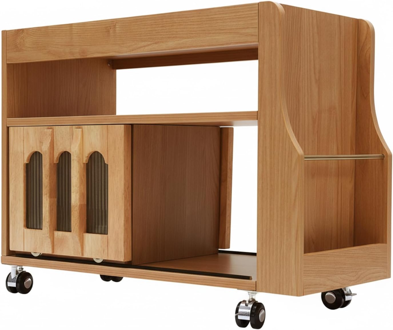 Solid Wood Narrow Side Table with Storage W/Magazine Rack Night Stand Small Couch Side Table for Bedroom Living Room Dining Room
