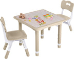 GITAWUSA Toddler Table and Chair Set, Height Adjustable-Upgrade Kids Table and 2 Chairs for Ages 3-8, Multi-Activity Toddler Play Table with Graffiti Desktop for Home/Daycare/Classroom