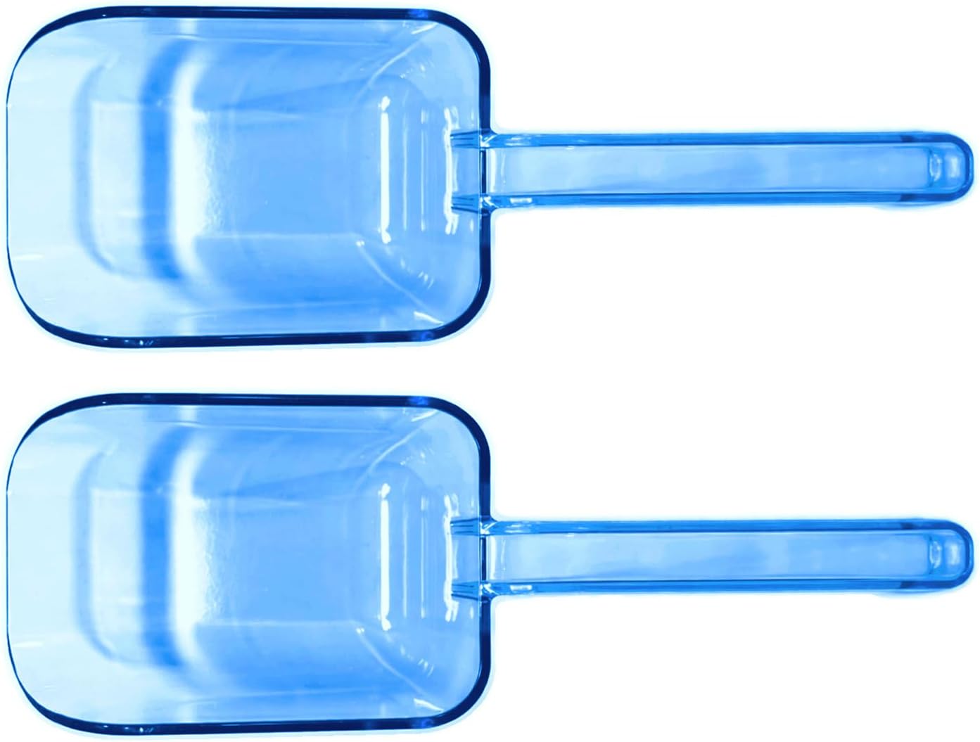 Ice Scoop for Freezer, 2-Pack, 8 Oz Each, Clear Blue | Plastic, For Ice Machine, Small Ice Scoopers for Freezer Bin