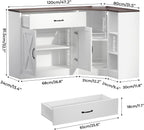 Loomie Corner Cabinet w/Charging Station, Kitchen Pantry Cabinet w/2 Tier Lazy Susan Turntable, Farmhouse Food Pantry w/Drawer & Doors & Adjustable Shelf, L-Shaped Sideboard for Dining Room (White)