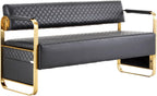 OmySalon Waiting Room Chairs with Arms, 57.5’’ Office Guest Chair upholstered Bench Seating, Reception Furniture for Beauty Salon Barbershop Airport Bank Hall Room Conference, Black&Gold