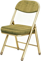 Padded Metal Folding Chair Soft Cushioned Seat For Dining Meeting Dorm | This cushioned metal folding chair fits dorm bedroom, family dining table and office meeting space(Green Screen)