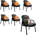 CLATINA Big & Tall 500 lb. Guest Chair, Leather Reception Chairs with Padded Arm Rest for Waiting Room Office Home and Meeting Conference-Black, 6 Pack