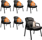 CLATINA Big & Tall 500 lb. Guest Chair, Leather Reception Chairs with Padded Arm Rest for Waiting Room Office Home and Meeting Conference-Black, 6 Pack