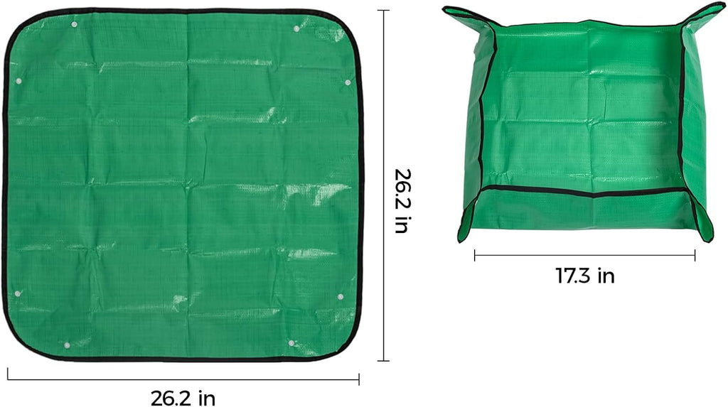 Plant Repotting Tarp 27"x 27" - Waterproof Repotting Mat for Indoor Plants, Extra Large Potting Mat with Raised Edges to Prevent Soil Spills, Green