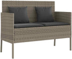Gray Poly Rattan Patio Storage Bench with Cushion, Outdoor Seat with Waterproof Bag for Cushions and Supplies, Easy Open Lid