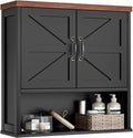 Smuxee Farmhouse Bathroom Cabinet Wall Mounted, Black Medicine Cabinet with Adjustable Shelf, Bathroom Cabinet for Living Room, Laundry Room