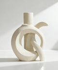 Ceramic Vase Set of 2, OK Shape, Modern Nordic Boho Home Decor - Matte Minimalist Decorative Vases for Living Room, Shelf, Wedding Centerpiece, Table Decor (Cream White)
