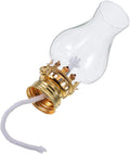 TIDTALEO Vintage Glass Oil Lamp Chimney Replacement with Metal Wick Adjuster, Kerosene Lantern Globe Accessory, Gold Tone, Suitable for Indoor Use and Camping –